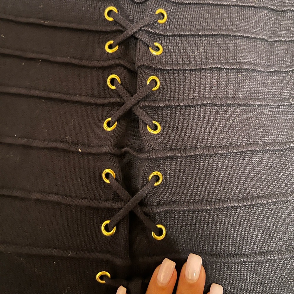 XOXO Navy and Green Plaid Midi Dress - Picture 2 of 7